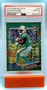 2023 Optic De’Von Achane #269 Green Velocity PSA 10