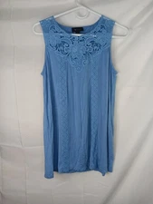 AB Studio Sleeveless Women Tunic Top Size S Small Crocheted Lightweight