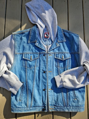 Vintage Rare 90’s Mickey Inc Mickey Mouse Denim Hoodie Jacket Size Adult XXL - Bild 4 von 10