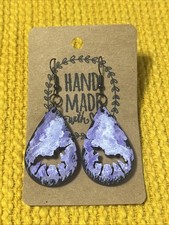 Unicorn Earrings NEW Hand Painted Purple Clouds