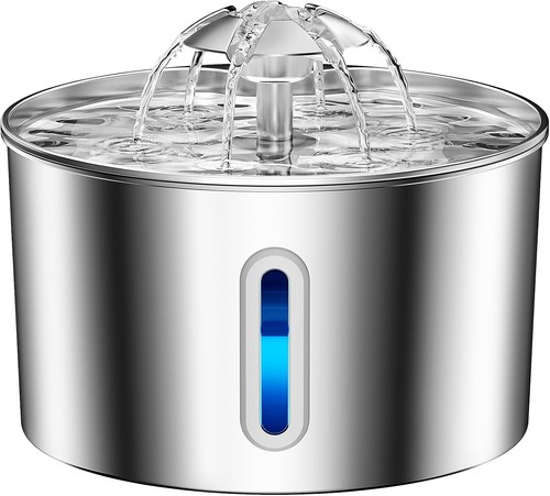 Katzenbrunnen Edelstahl - 74oz/2,2L kabelgebunden Haustier Silber - Bild 9 von 9