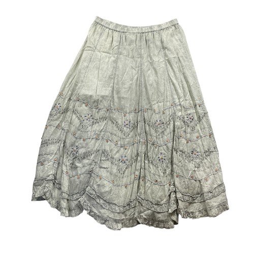 Soft Surroundings Large Pull On Skirt Elastic Waist Embellished 100% Cotton - Picture 4 of 4