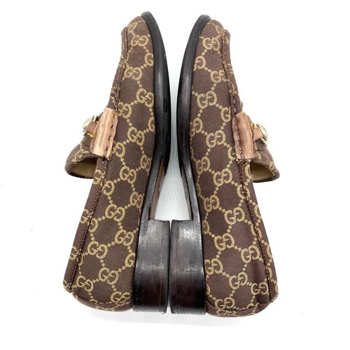 GUCCI Loafers Shoes GG Canvas EU 36.5 US 6.5 Brown Authentic - Picture 8 of 24