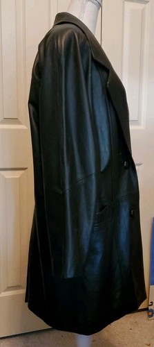 Preston & York Damen Schwarz Vintage Leder Long Jacke Mantel Klassisch Gr. S LESEN! - Bild 13 von 18