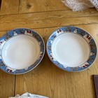 2 x Sakura Debbie Mumm Snowman Dinner Bowls  Christmas Bowl 7.5”