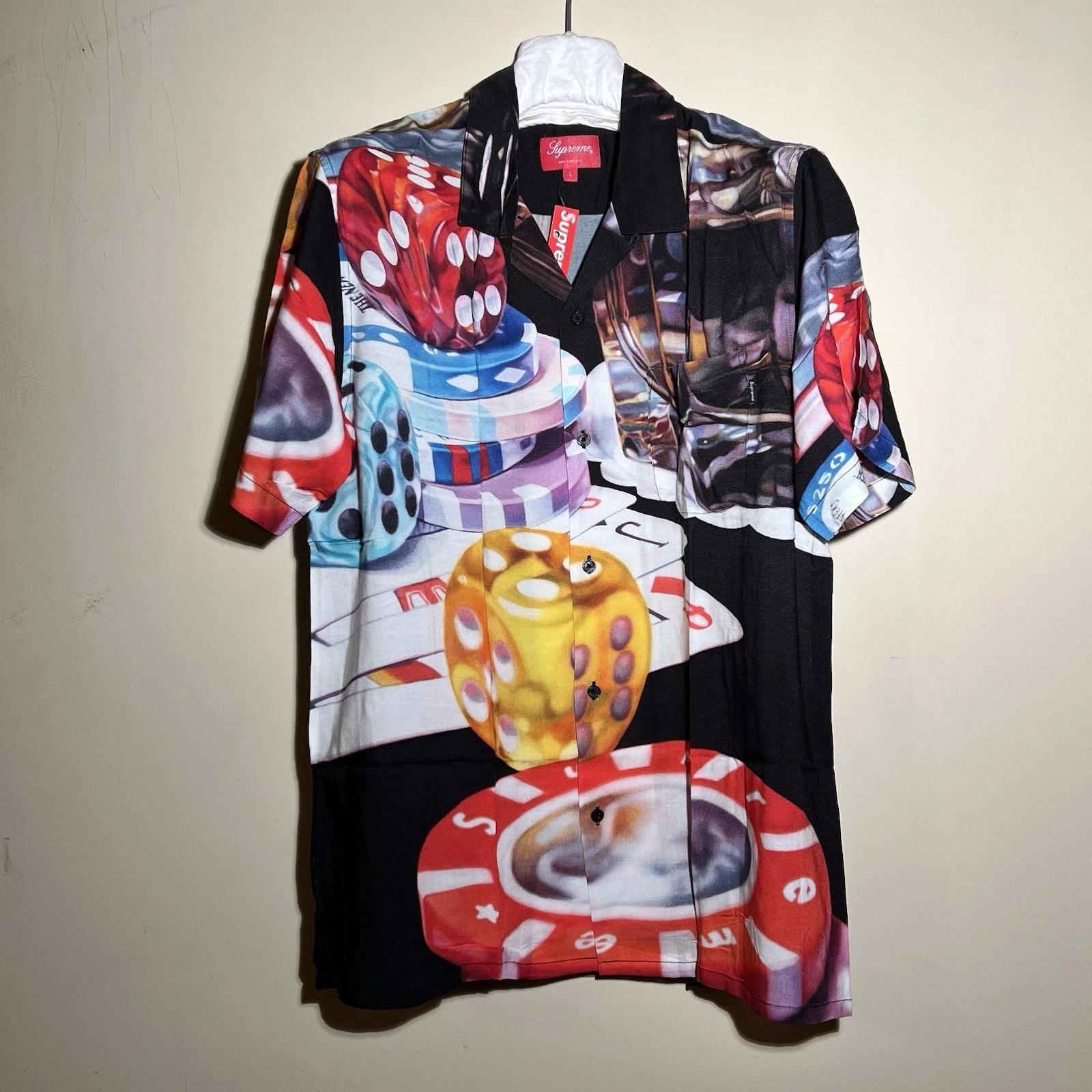 FW18 SUPREME CASINO RAYONNE CHEMISE MANCHES COURTES DÉS NOIR L 2018