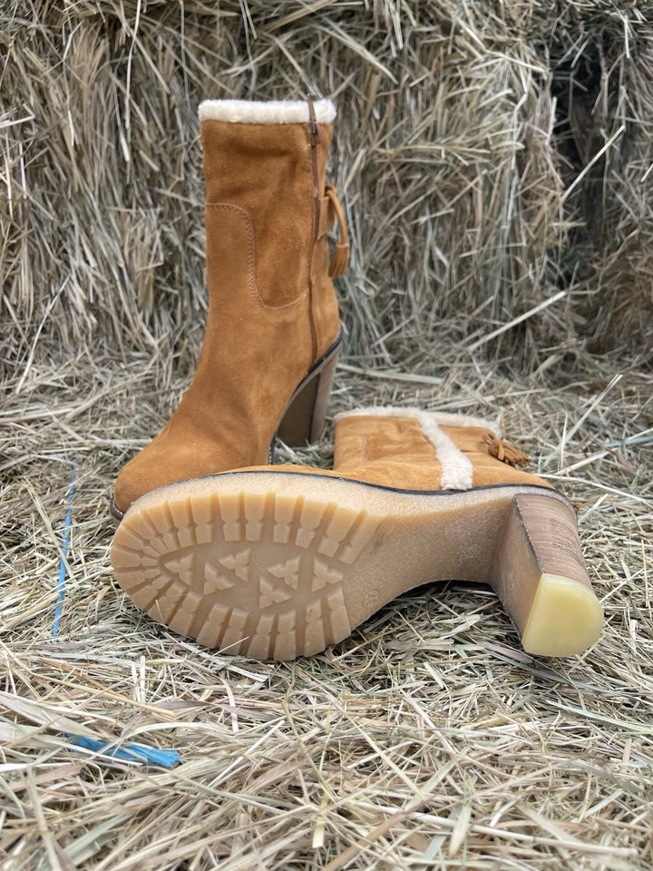 Botas Sundance Gamuza Piel de Oveja Tacón Festival Estilo Hippie Talla 37 Foto 2 de 4