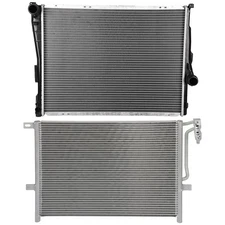 Aluminum Radiator & AC Condenser Cooling Kit For 2001-2005 BMW 320i 325i 325Ci