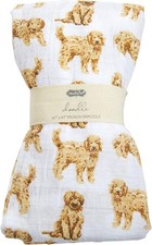 Mud Pie Golden Doodle Print Baby Swaddle Blanket, 47" x 47",