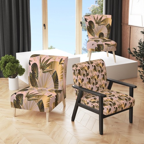 Designart "Golden Foliage III" Upholstered Mid-Century
