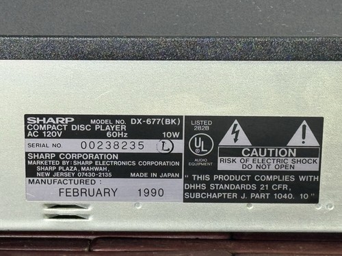 Sharp DX-677 Single Disc 3-beam 20 Track CD Player - Tested & Works - Picture 7 of 7