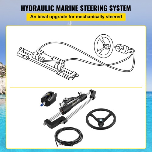 HK6400A-3 Hydraulic Outboard Boat Steering Kit HO5122 22' Hoses 300HP Helm Pump - Picture 3 of 12