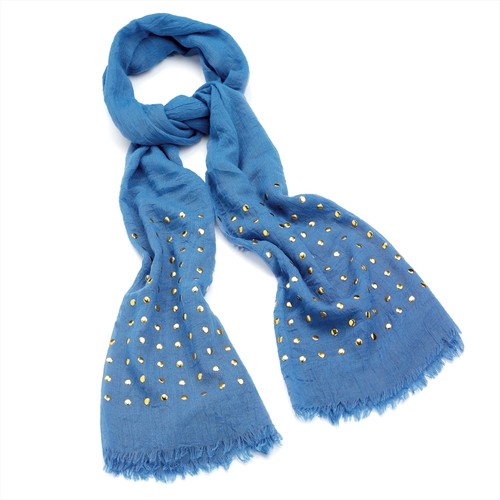 light blue scarf with gold coloured studs rrp 10.