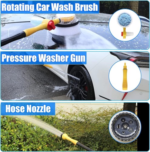 Rotating Car Wash Brush, Car Wash Brush with Long Handle,Automatically Foams Car - Picture 4 of 7