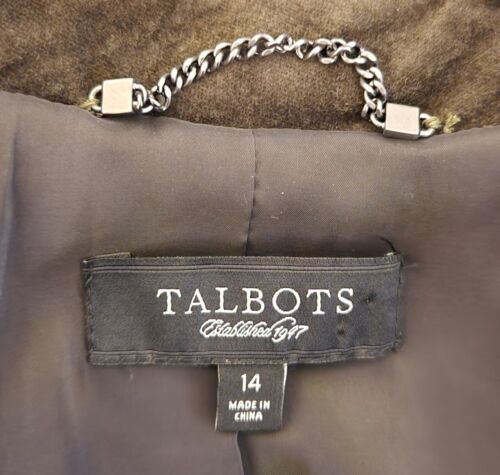 NWOT Talbots Dark Olive Velvet Military Style Button Lapel Blazer Jacket Size 14 - Picture 15 of 16