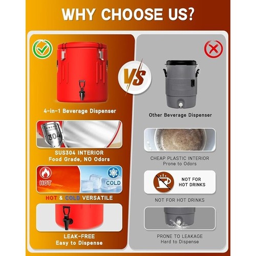 Insulated Beverage Dispenser Hot Cold Drink Jug Portable Outdoor Camping Sports - Picture 3 of 10