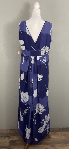 NEW Coldwater Creek $139 Dress Size 14 Purple Floral Maxi Long Lined Flowy Poppy - Picture 8 of 12
