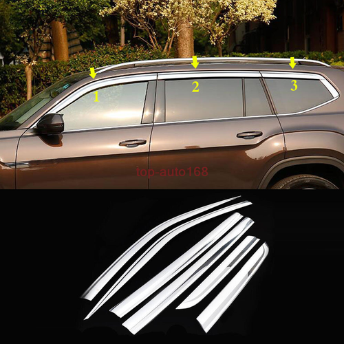 Chrome Window Visor Vent Shades Sun Rain Guard 6X For Volkswagen Atlas 2018-2023 - Picture 1 of 5