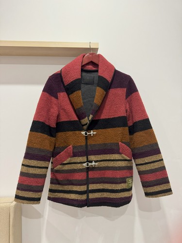 Scotch & Soda Mens S Red Striped Outdoor Equipment Wool Blanket Jacket Western - Picture 1 of 10