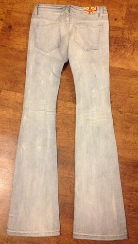 Machine Nouvelle distressed destroyed women's denim blue jeans 26x32 #7 - Picture 7 of 10