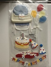 Jolee's Boutique Baby Boy Happy Birthday 1st 1 Balloon Cake Sticker Scrapbooking