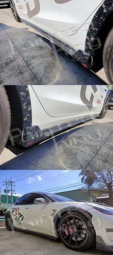 Unpainted 17-24 Fit For Tesla Model 3 Fastback 4D Side Skirts Extension Body Kit - Foto 2 di 5