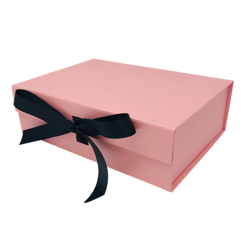 A4 Size Pink Folding Magnetic Gift Box with Ribbon - Picture 5 of 21