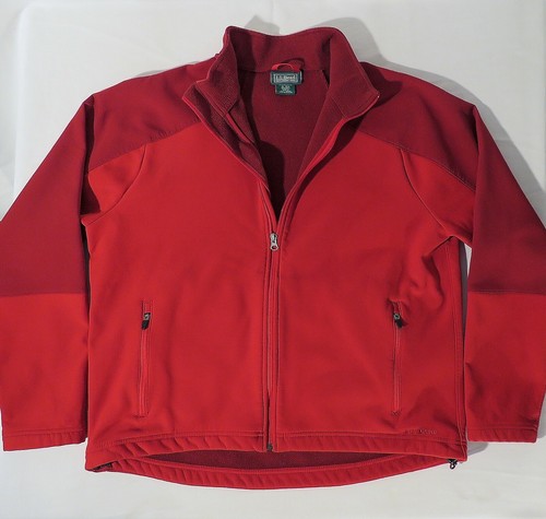 LL BEAN Mens XL REG Nylon Soft Shell Jacket Fleece Lined Red Full Zip - Picture 3 of 6
