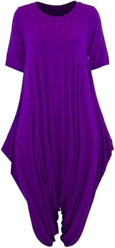 Womens Short Sleeve Italian Drape Harem jumpsuit Dress Lagenlook Baggy Playsuit - Picture 7 of 10