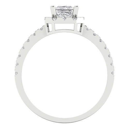 1.60 CT anniversary Ring Princess Cut Halo 14k White Solid Band Bridal band - Picture 4 of 11