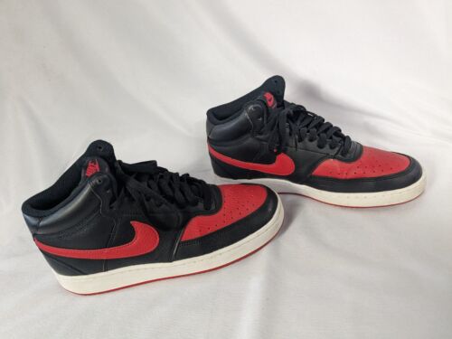 Nike Court Vision Mid - Mens DM8682-001 Black University Red Shoes Size 7 - Picture 2 of 15