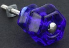 Glass Cabinet Knobs Pulls Vintage Depression Era Inspired Cobalt Blue Set Of 2