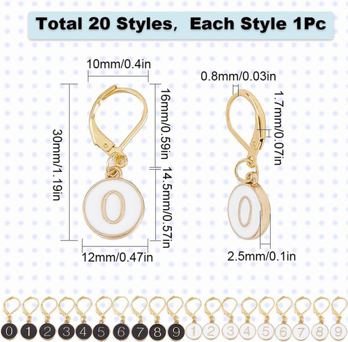 1 Box 20Pcs Number 1~9 Stitch Markers Charms Crochet Enamel Cute Removable Clip - Picture 2 of 5