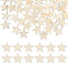 , 100 Pack 50Mm Wooden Stars Pieces 2 Inch Unfinished Wood Star Cutouts for Craf