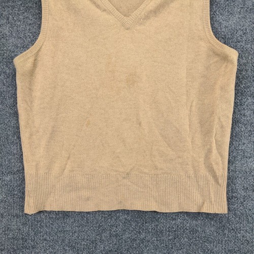 Vintage Allan Paine Of Godalming Cashmere Sweater Vest Mens 42 V Neck Tan Knit - Picture 7 of 13