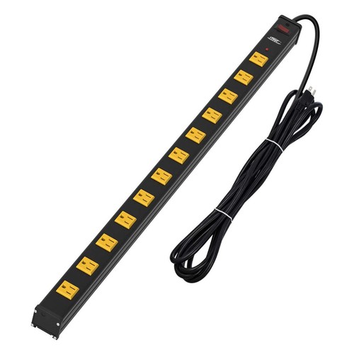 Metal Power Strip Wide Spaced 12-Outlet 15 Feet Cord,15A Circuit,36 inch length - Picture 1 of 8