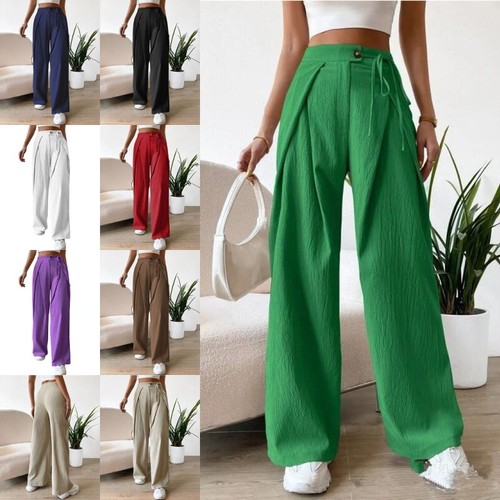 Ladies Pants High Waist Pant Women Casual Holiday Wide Leg Trousers