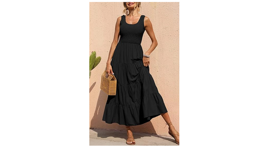 PRETTYGARDEN Women's Casual Loose Plain Maxi Sundress Smocked Tank Dress, L - Picture 2 of 4