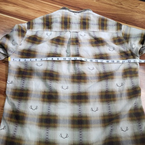 Cabelas Chamois Flannel Shirt Mens Medium Plaid Long Sleeve Button Deerskin Soft - Picture 13 of 15