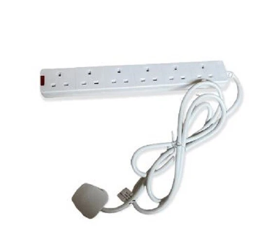 6 Way 2 Meter Cable Masterplug Electric Extension Lead 6 Gang UK Plug Neon Light - Image 2 of 3