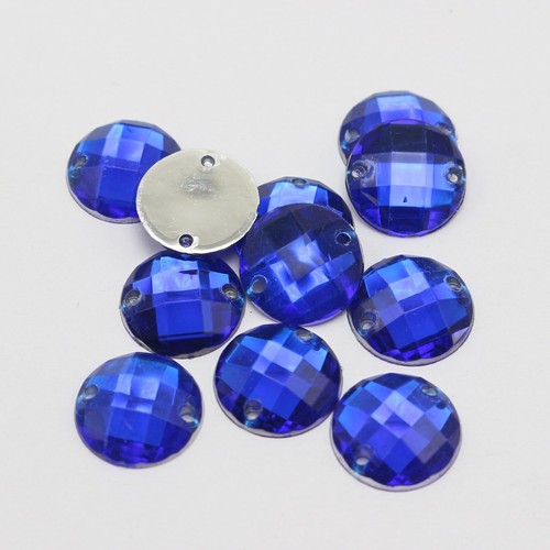200 Flatback Acrylic Round Sewing Rhinestone Gems Button 12mm Sew on beads - Picture 4 of 19