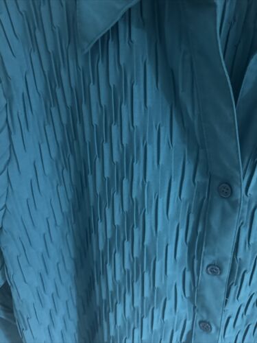 NWT Laura Scott Shirt Women's 20/22 Turquoise Pleated 3/4 Sleeves Button Up - Picture 6 of 9
