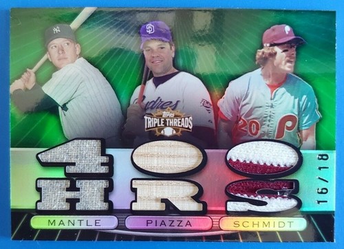 2007 TOPPS TRIPLE THREADS MANTLE PIAZZA SCHMIDT 40 HRS #/18 @@ SUPER RARE @@ - Bild 1 von 2