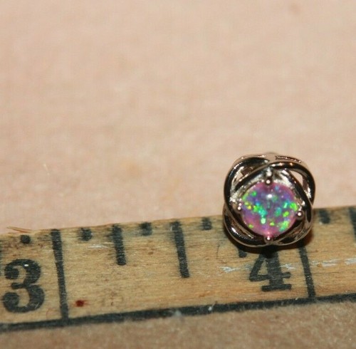 inlaid fire opal earrings gemstone silver jewelry chic petite cocktail stud I4 - Picture 20 of 22