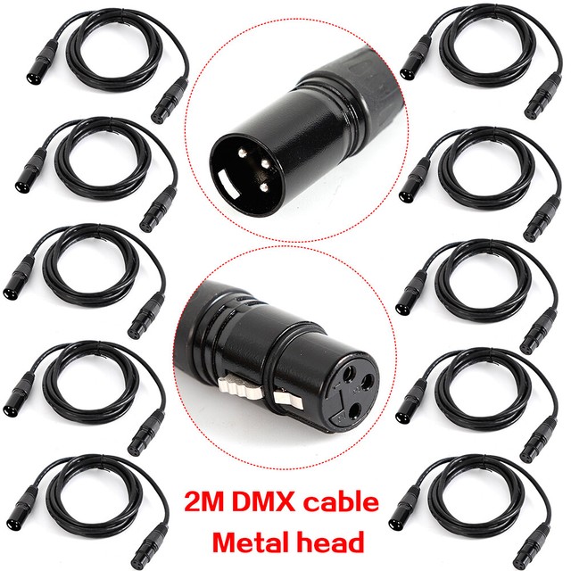 10 pezzi cavo DMX 2 0 m XLR 3 poli maschio-femmina per applicazione 110 Ohm nero- 10 pezzi cavo DMX 2 0 m XLR 3 poli maschio-femmina per applicazione 110 Ohm nero-