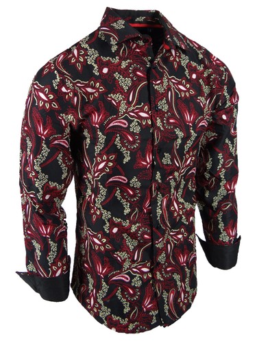 Mens Shirt Colorful Paisley Floral Fashion Print Modern Slim Fit Button Dress 2 - Picture 8 of 20