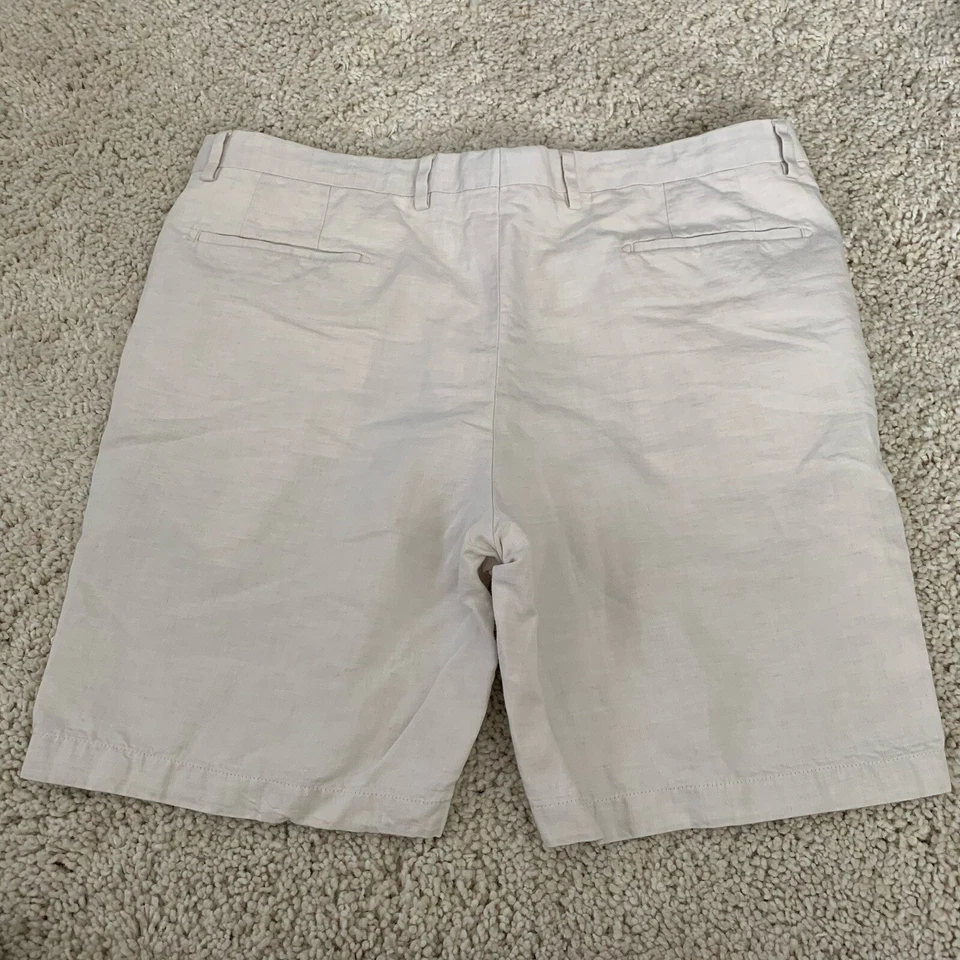 Murano Baird McNutt Shorts Mens 38 Beige Linen Blend Flat Front Bermuda - Image 4 of 4