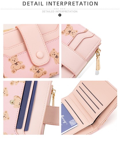 Women Girls Cute Bifold Mini Wallet Coin Purse ID Card Holder Short Handbag Gift - Picture 8 of 15