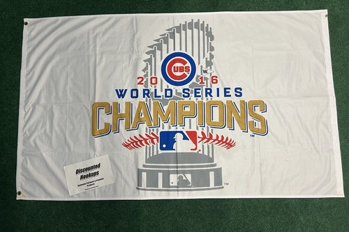 Chicago Cubs 2016 World Series Champions 3' x 5' FLAG Mens Majestic Jersey Sz M - Picture 7 of 11