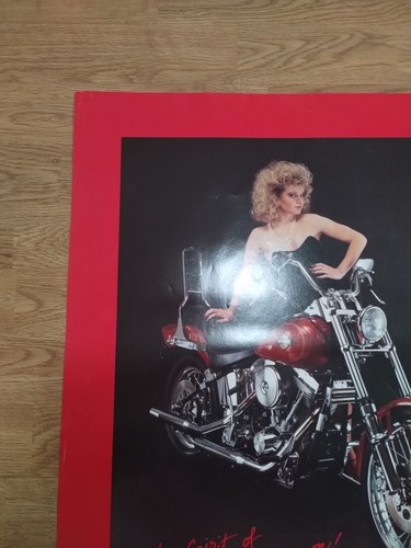 1986 HARLEY DAVIDSON WINE COOLER POSTER THE SPIRIT OF AMERICA LIVES ON! 26"x20" - Picture 2 of 13